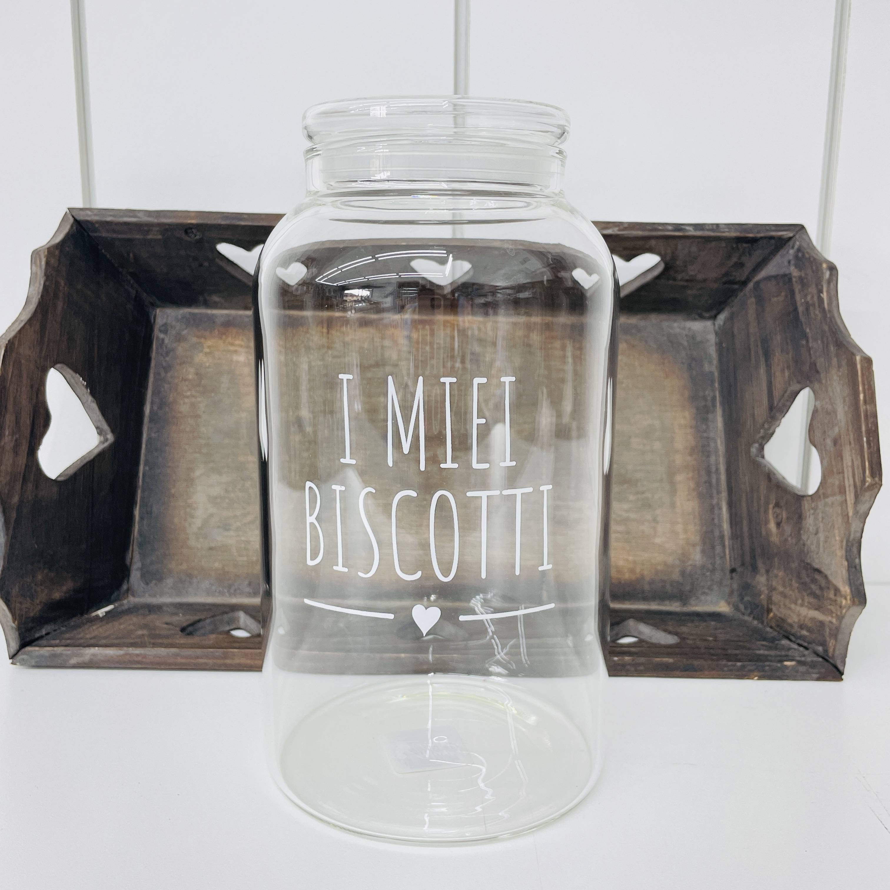 Biscottiera in vetro borosilicato " I miei biscotti" by nuvole di stoffa