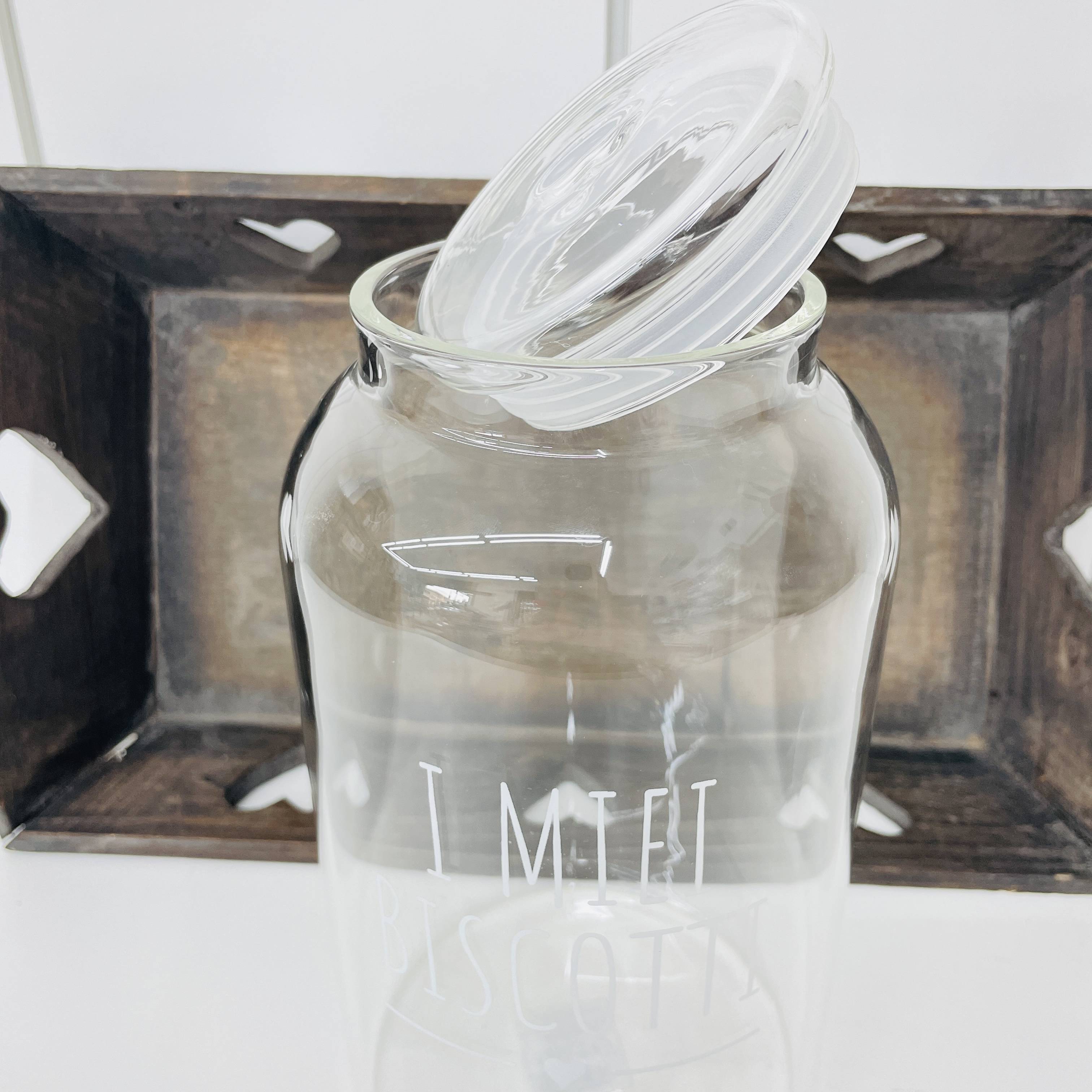 Biscottiera in vetro borosilicato " I miei biscotti" by nuvole di stoffa