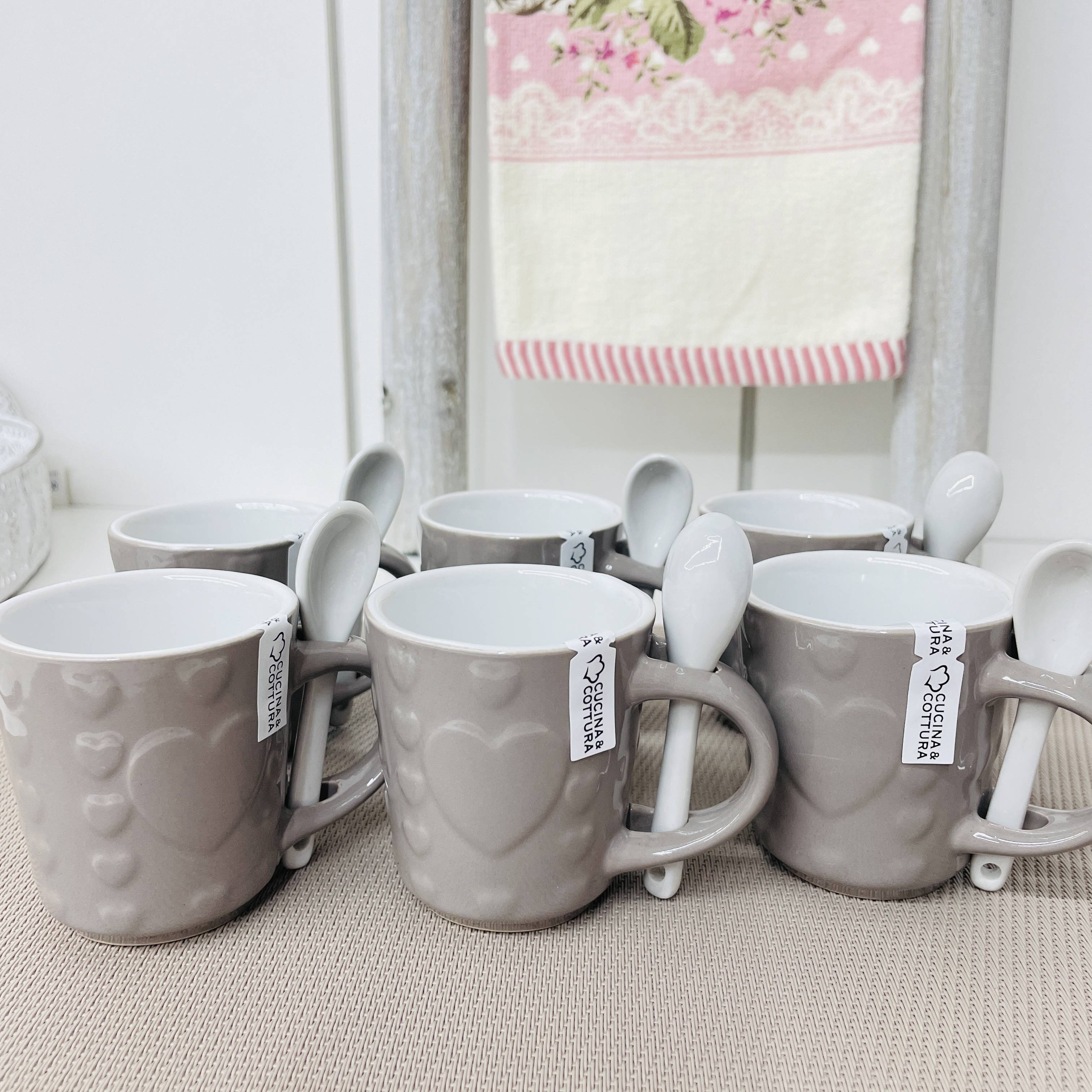 Set 6 tazzine in ceramica con cucchiaino Lovely