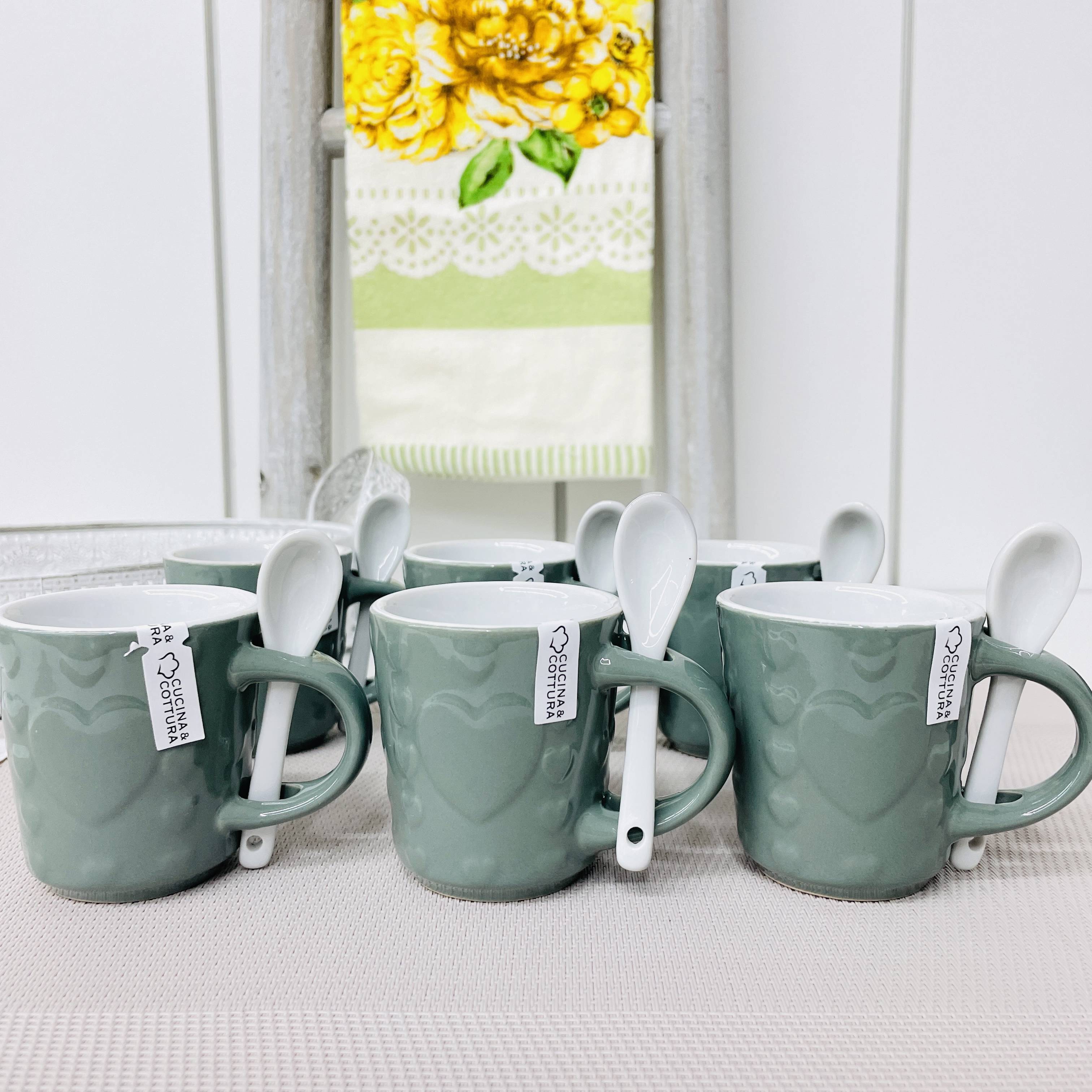 Set 6 tazzine in ceramica con cucchiaino Lovely