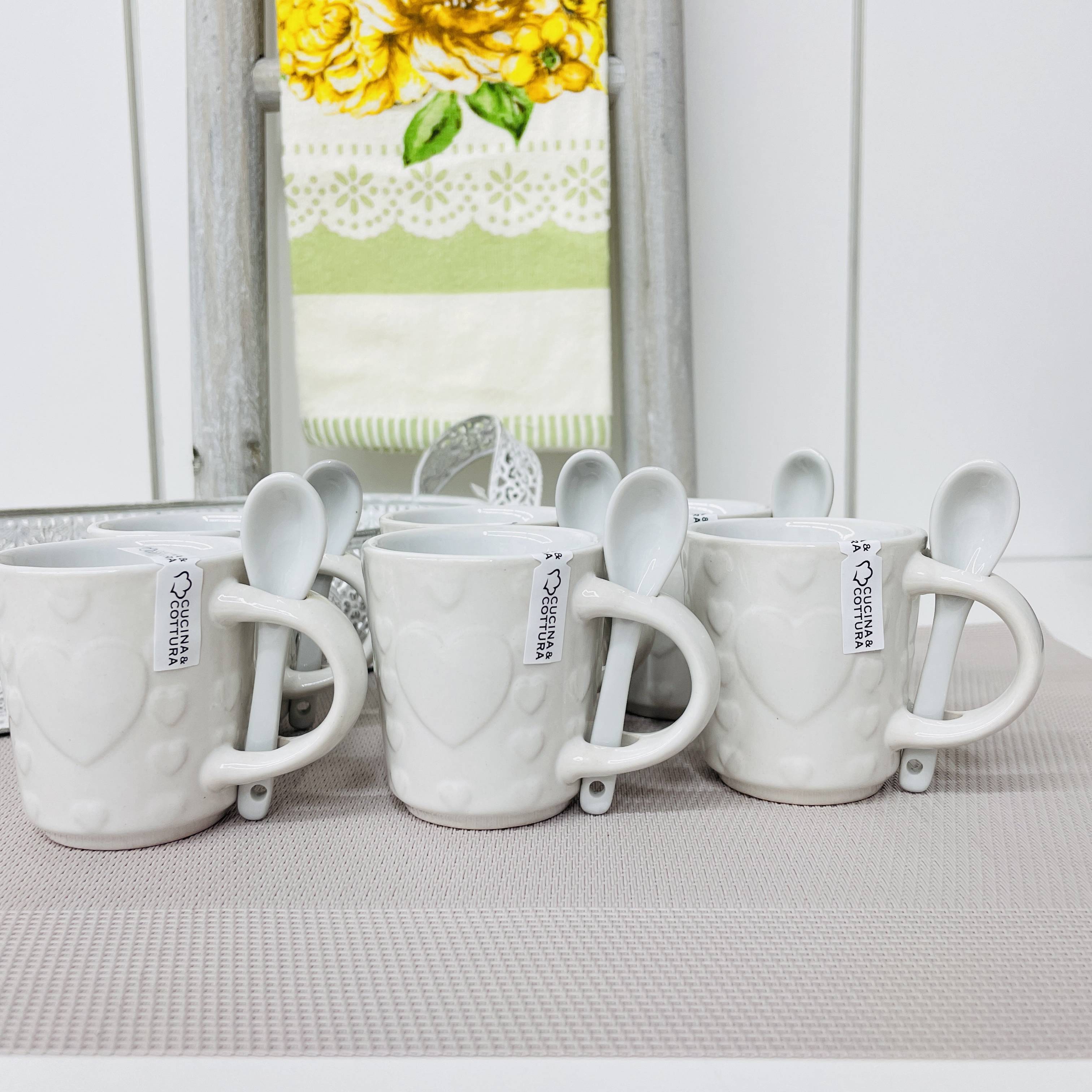 Set 6 tazzine in ceramica con cucchiaino Lovely